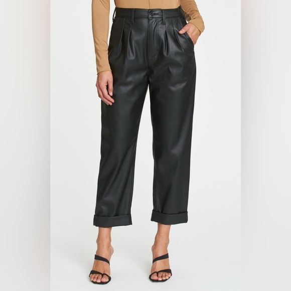 Pistola Kellin Pleated Faux Leather Trouser Slate Black Size 26 - Picture 1 of 10
